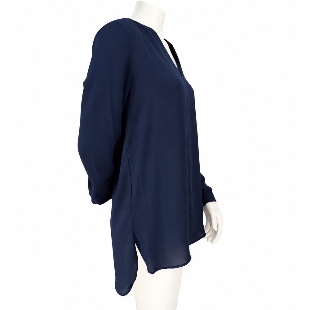 Joan Vass Studio Tunic Blouse Women’s Size M Navy Blue Long Sleeve High Low Hem - Picture 3 of 7